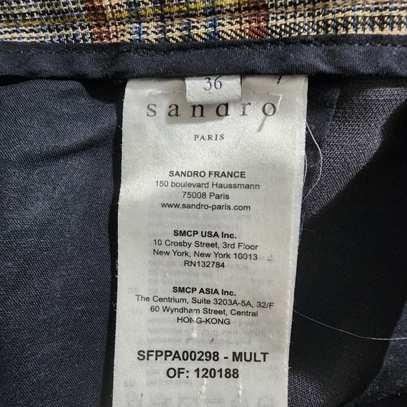 EUC Sandro Paris Glen Stainy Plaid Tapered Cropped Ankle-Length Pants - Picture 9 of 10